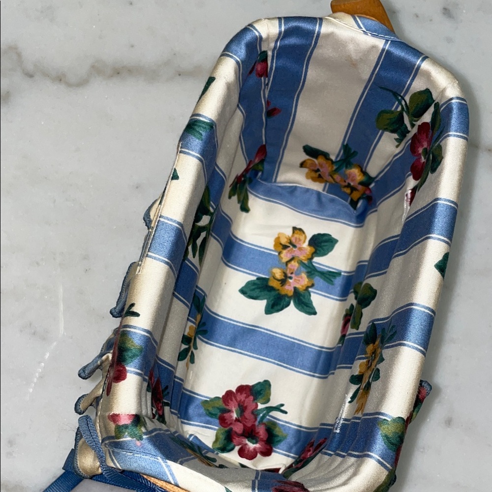 Longaberger Floral Woven Basket with Blue Accents - Picture 4 of 10